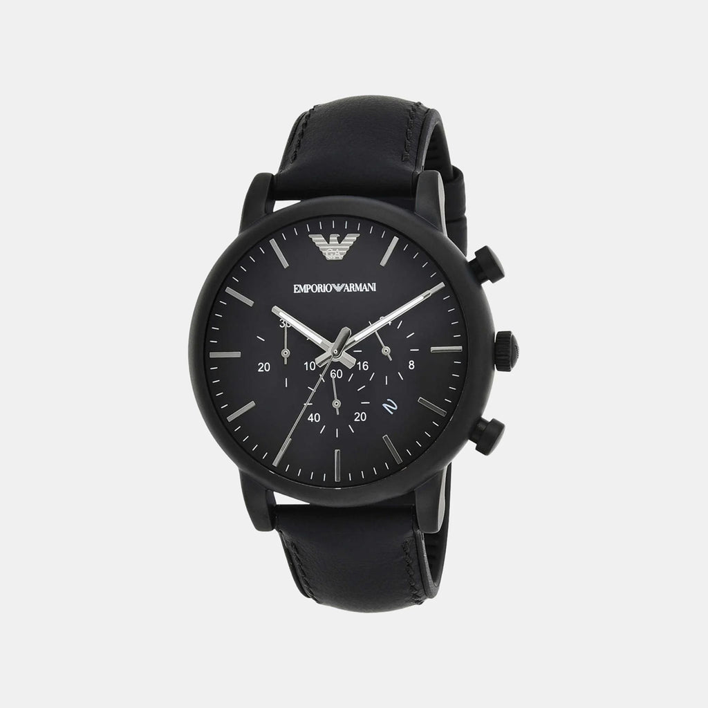 Luigi Men Quartz Black Dial Chronograph Leather Watch AR1970
