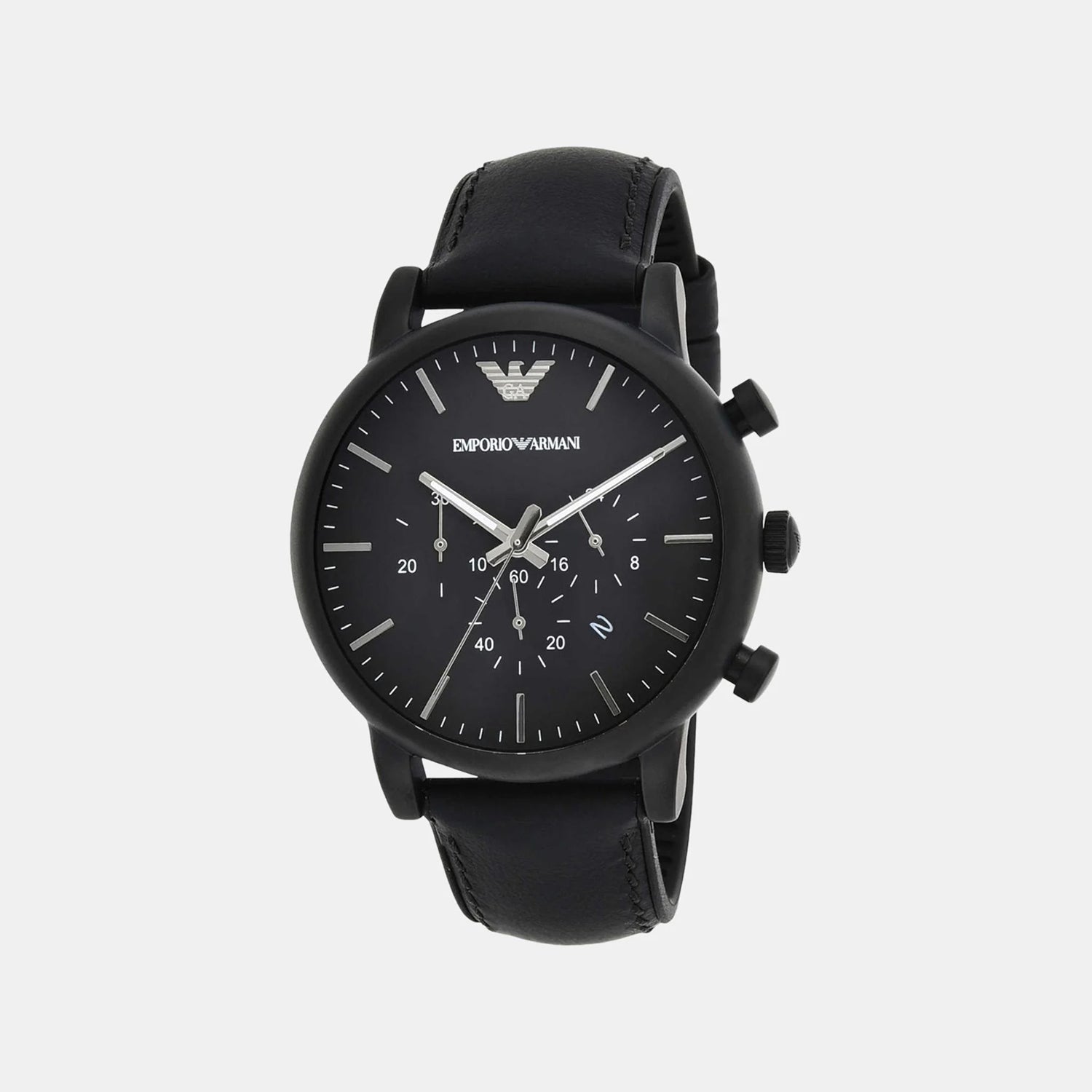 Luigi Men Quartz Black Dial Chronograph Leather Watch AR1970