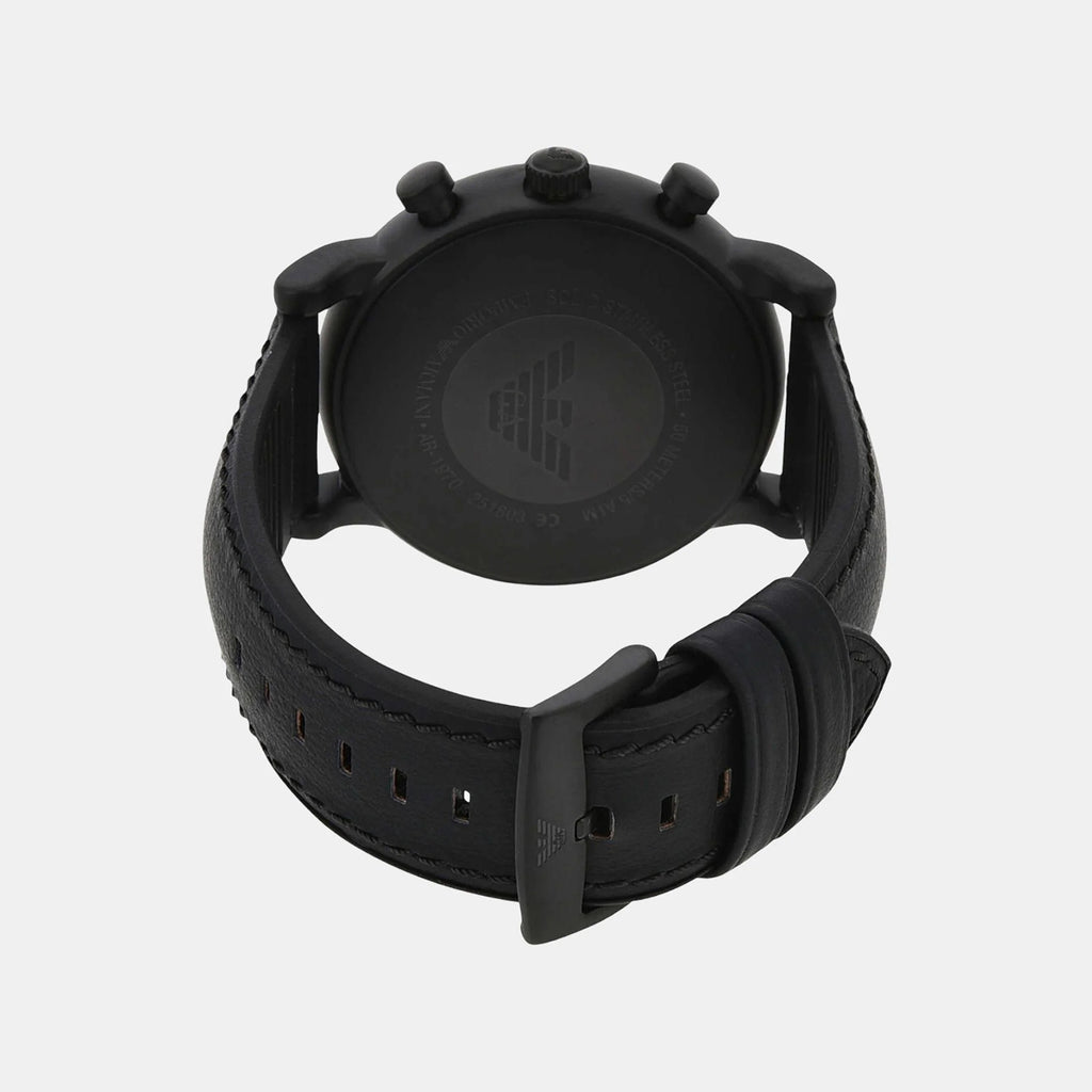 Luigi Men Quartz Black Dial Chronograph Leather Watch AR1970