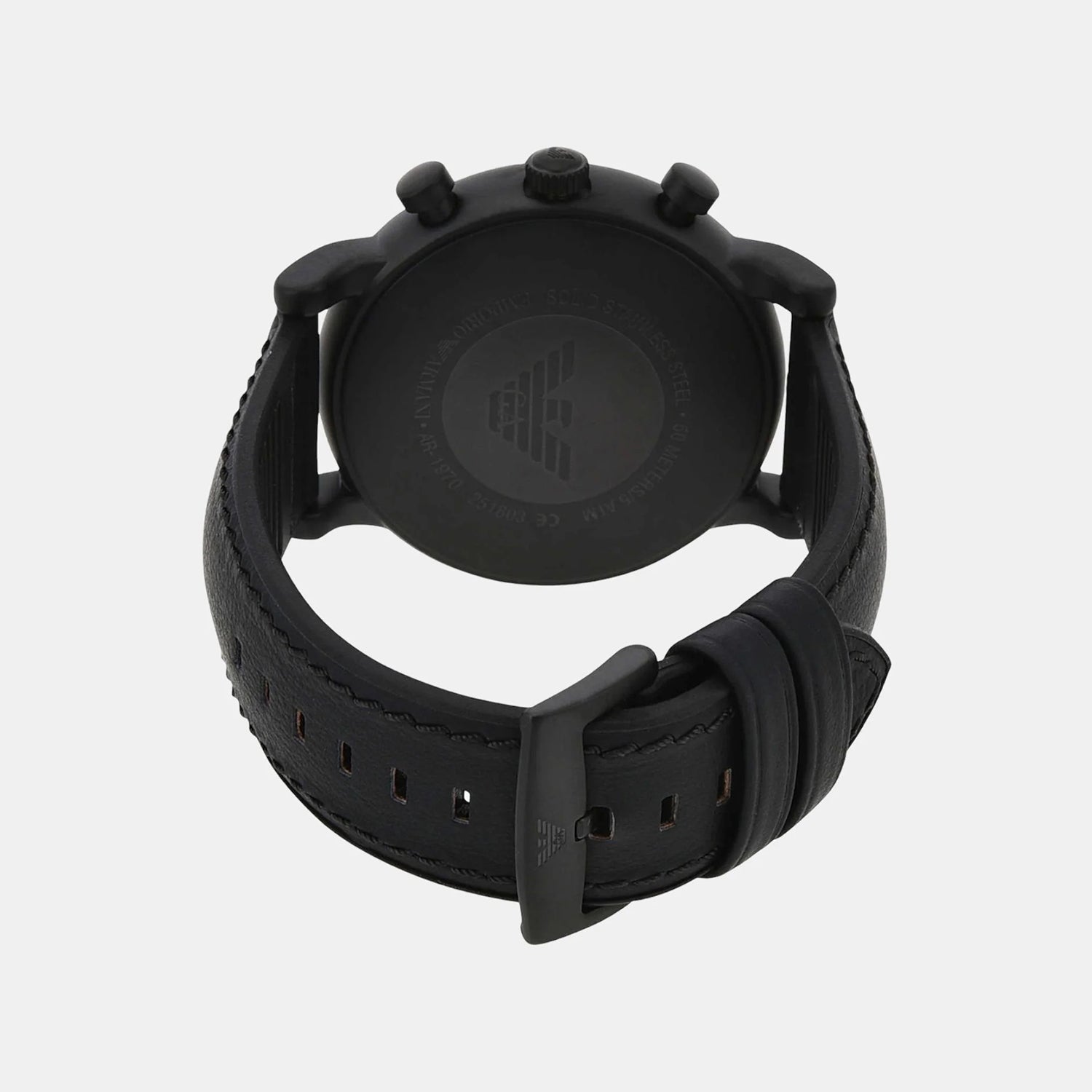 Luigi Men Quartz Black Dial Chronograph Leather Watch AR1970