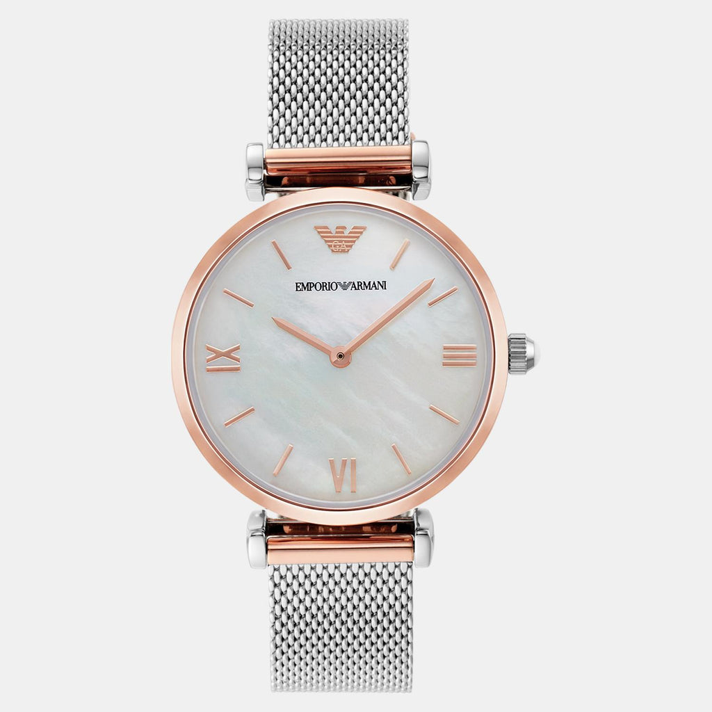 Gianni T-Bar Women Quartz White Mother Of Pearl Dial Analog Stainless Steel Watch AR2067