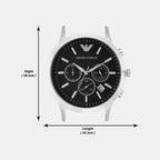 Renato Men Quartz Black Dial Chronograph Stainless Steel Watch AR2434