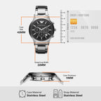 Renato Men Quartz Black Dial Chronograph Stainless Steel Watch AR2434