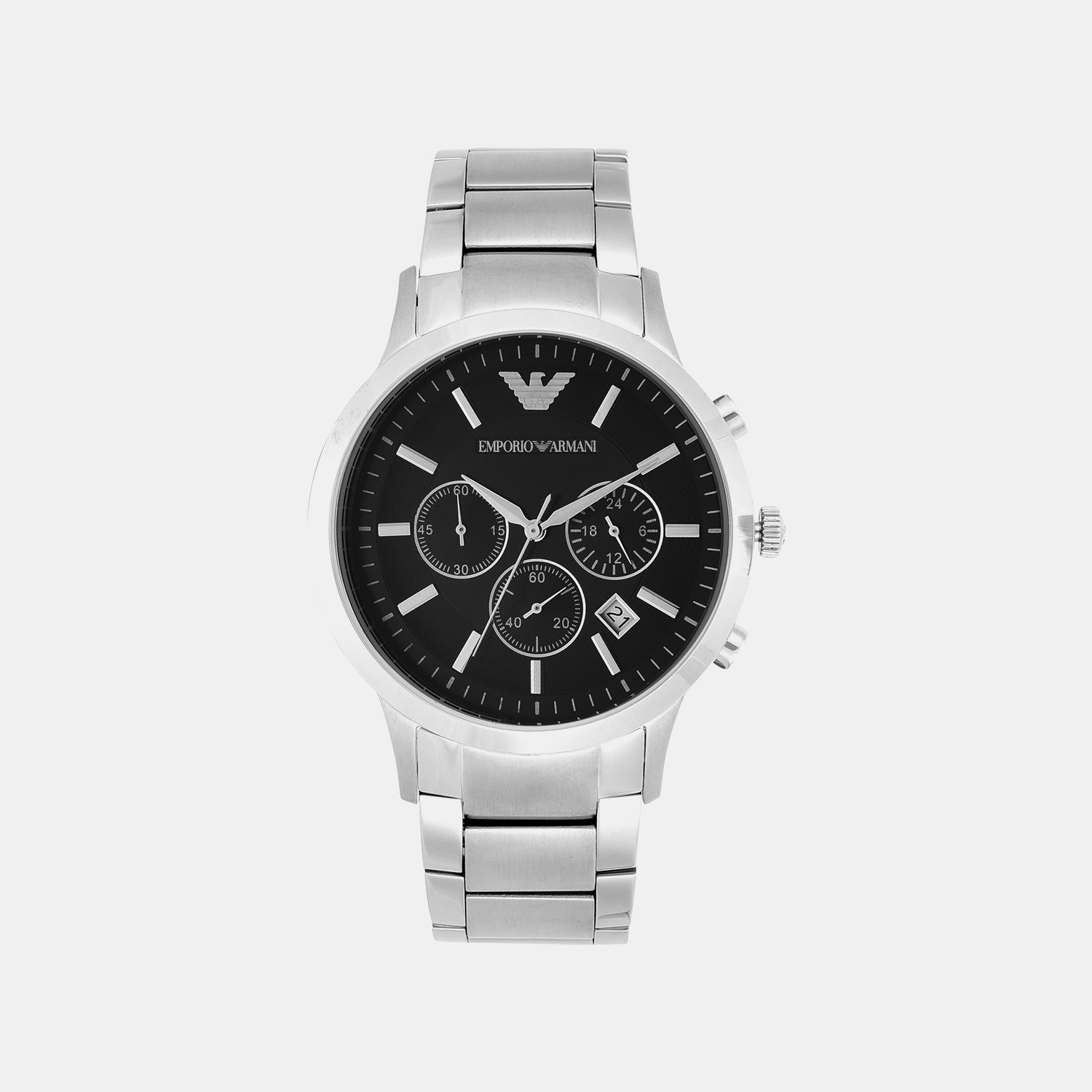 Renato Men Quartz Black Dial Chronograph Stainless Steel Watch AR2434