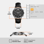 Renato Men Quartz Black Dial Chronograph Leather Watch AR2447