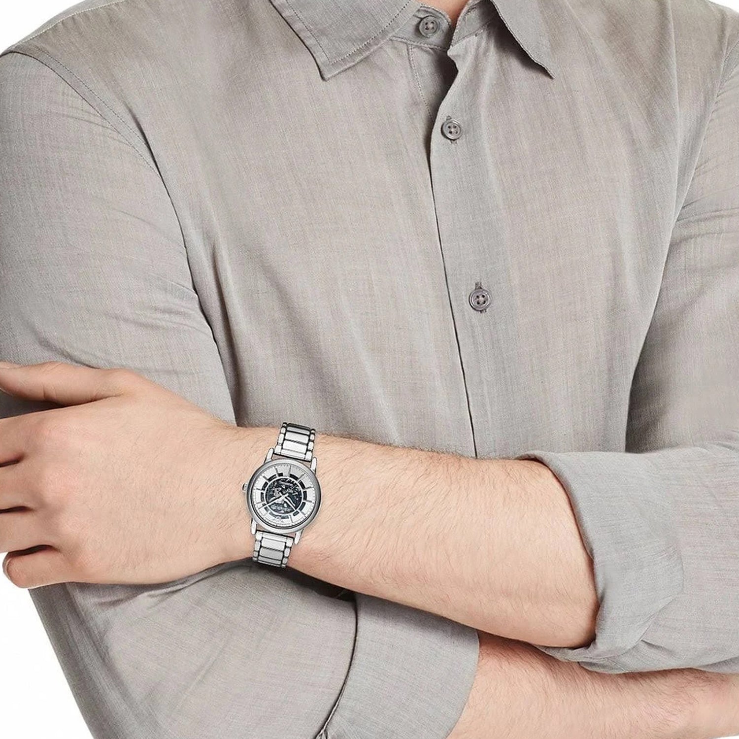 Luigi Men Automatic Silver Dial Analog Stainless Steel Watch AR60006