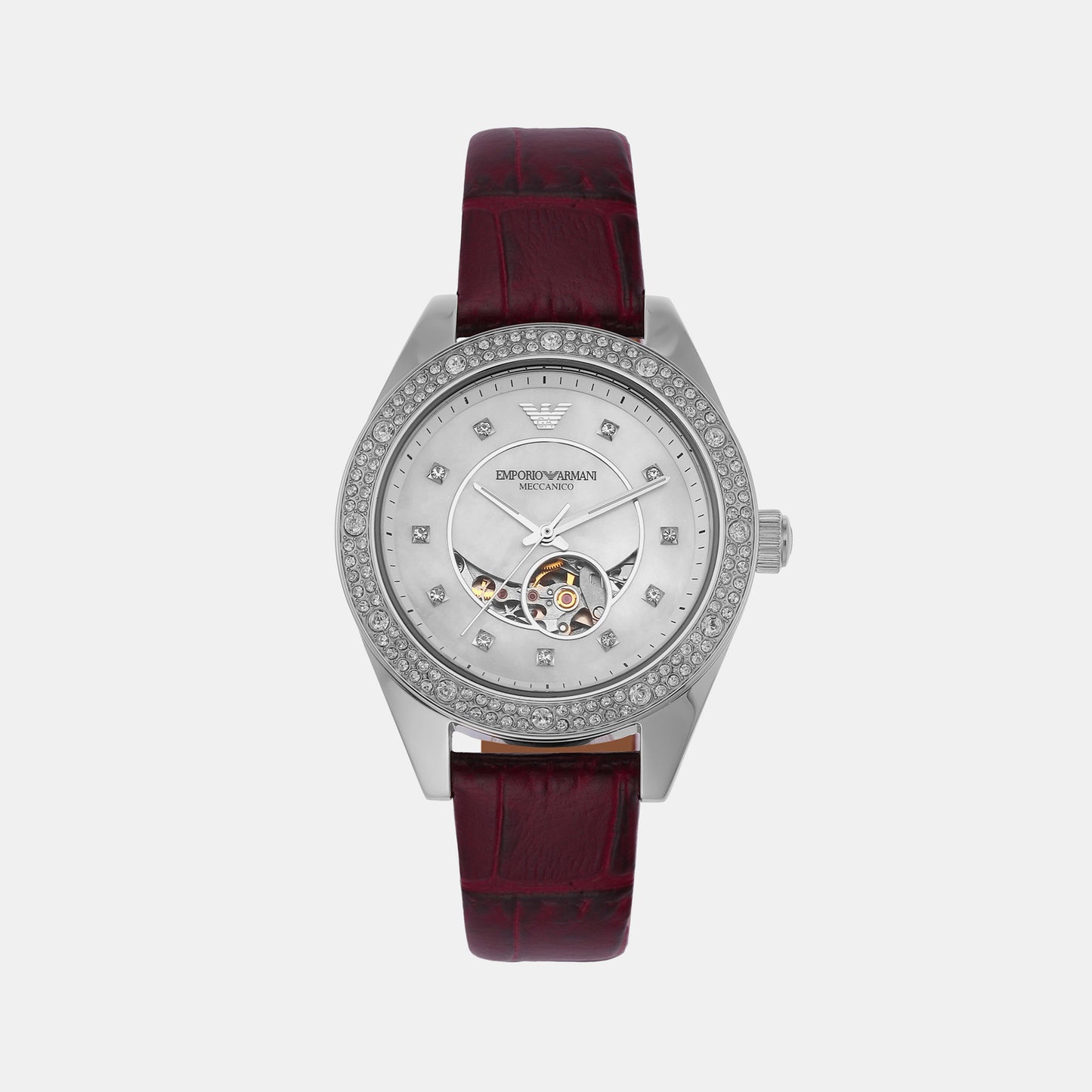 Female Silver Analog Leather Watch AR60075