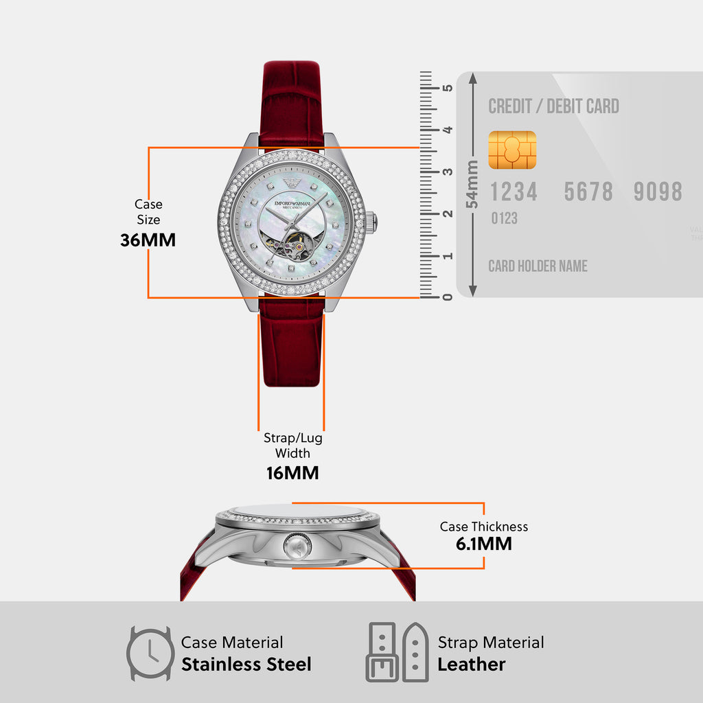 Leo Women Automatic Silver Dial Analog Leather Watch AR60075