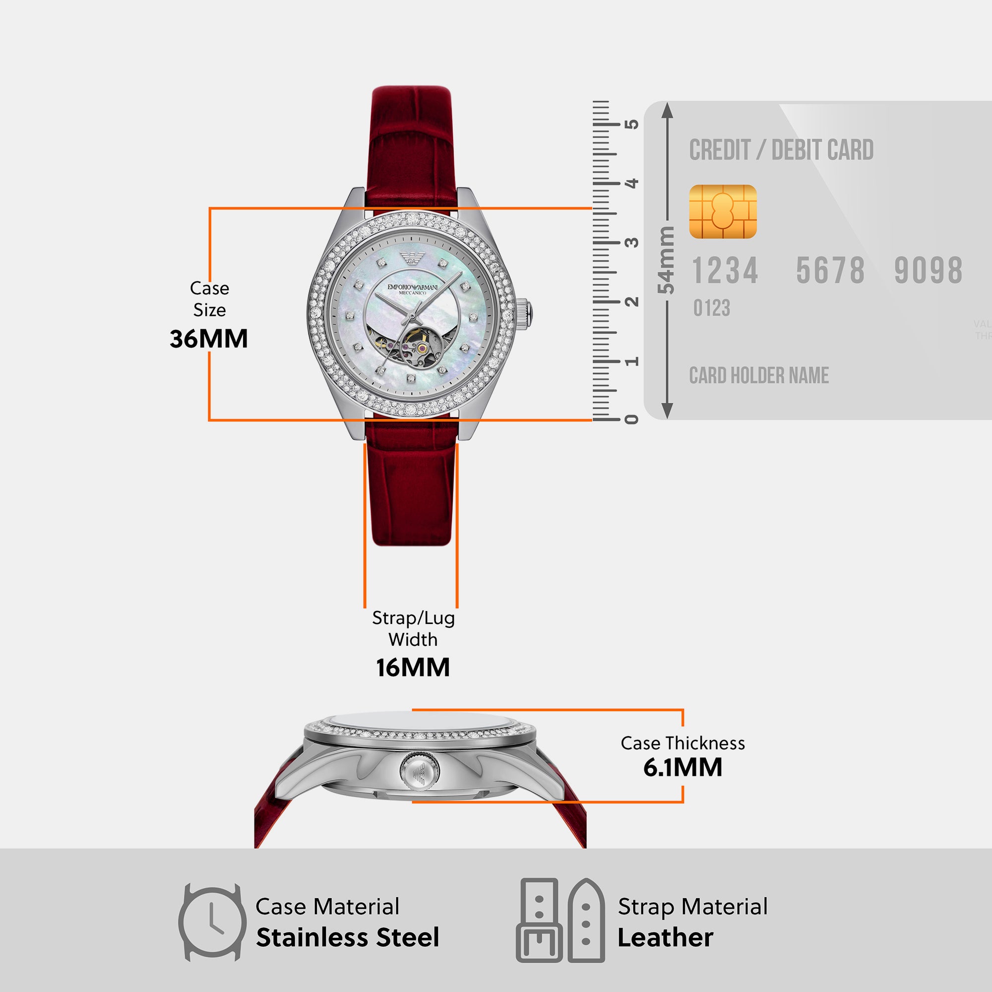 Leo Women Automatic Silver Dial Analog Leather Watch AR60075