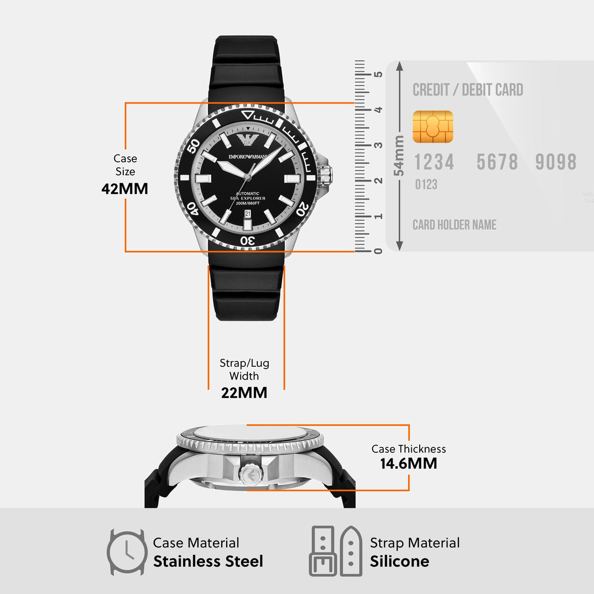 Emporio Armani 42 mm Black Automatic watch