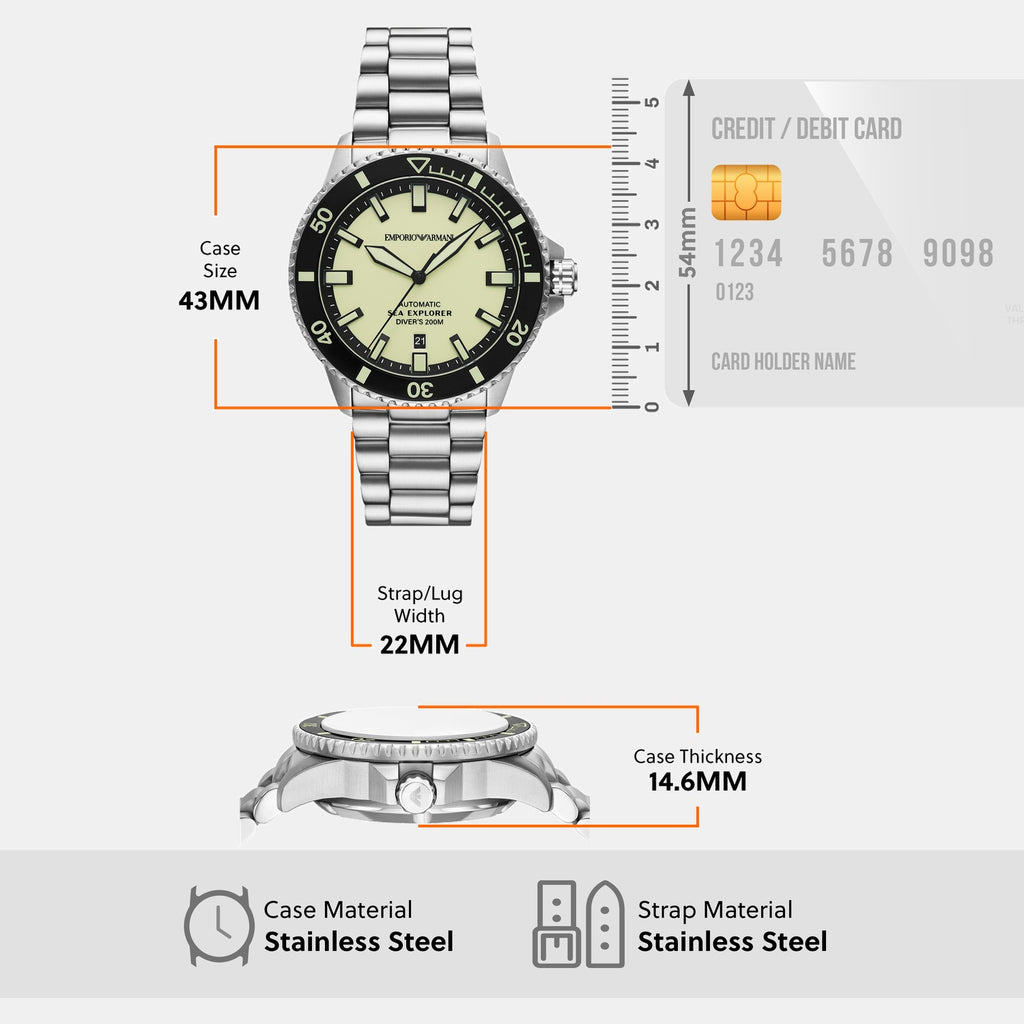 Sea Explorer Men Mechanical Yellow Dial Analog Stainless Steel Watch AR60083