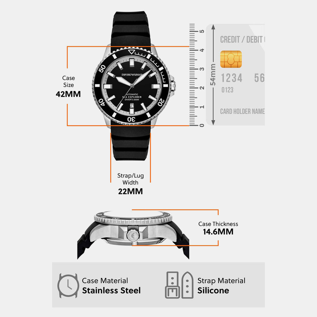 Sea Explorer Men Automatic Black Dial Analog Silicone Watch AR60086
