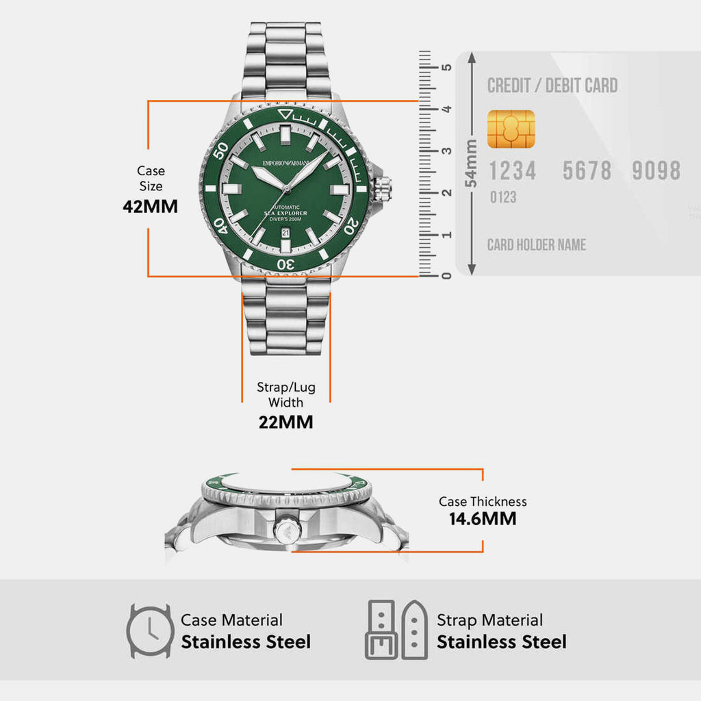 Sea Explorer Men Automatic Green Dial Analog Stainless Steel Watch AR60088