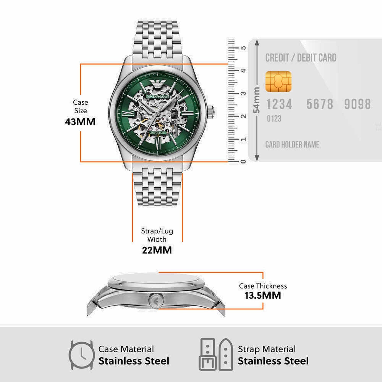 Men Automatic Green Dial Analog Stainless Steel Watch AR60091