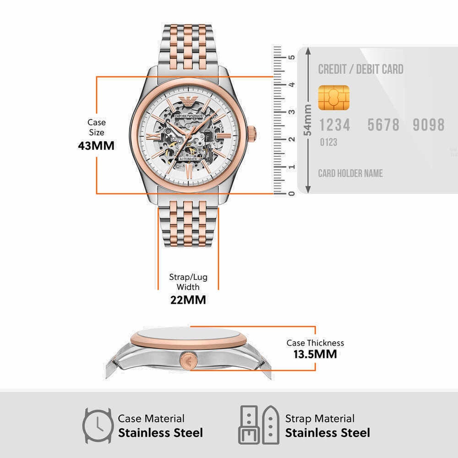 Men Automatic Silver Dial Analog Stainless Steel Watch AR60092