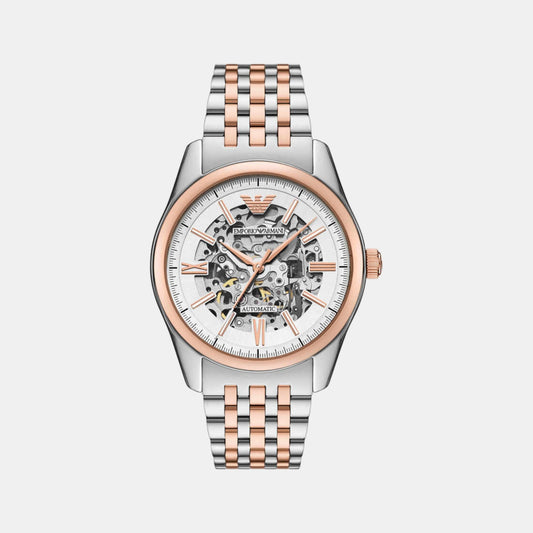 Men Automatic Silver Dial Analog Stainless Steel Watch AR60092