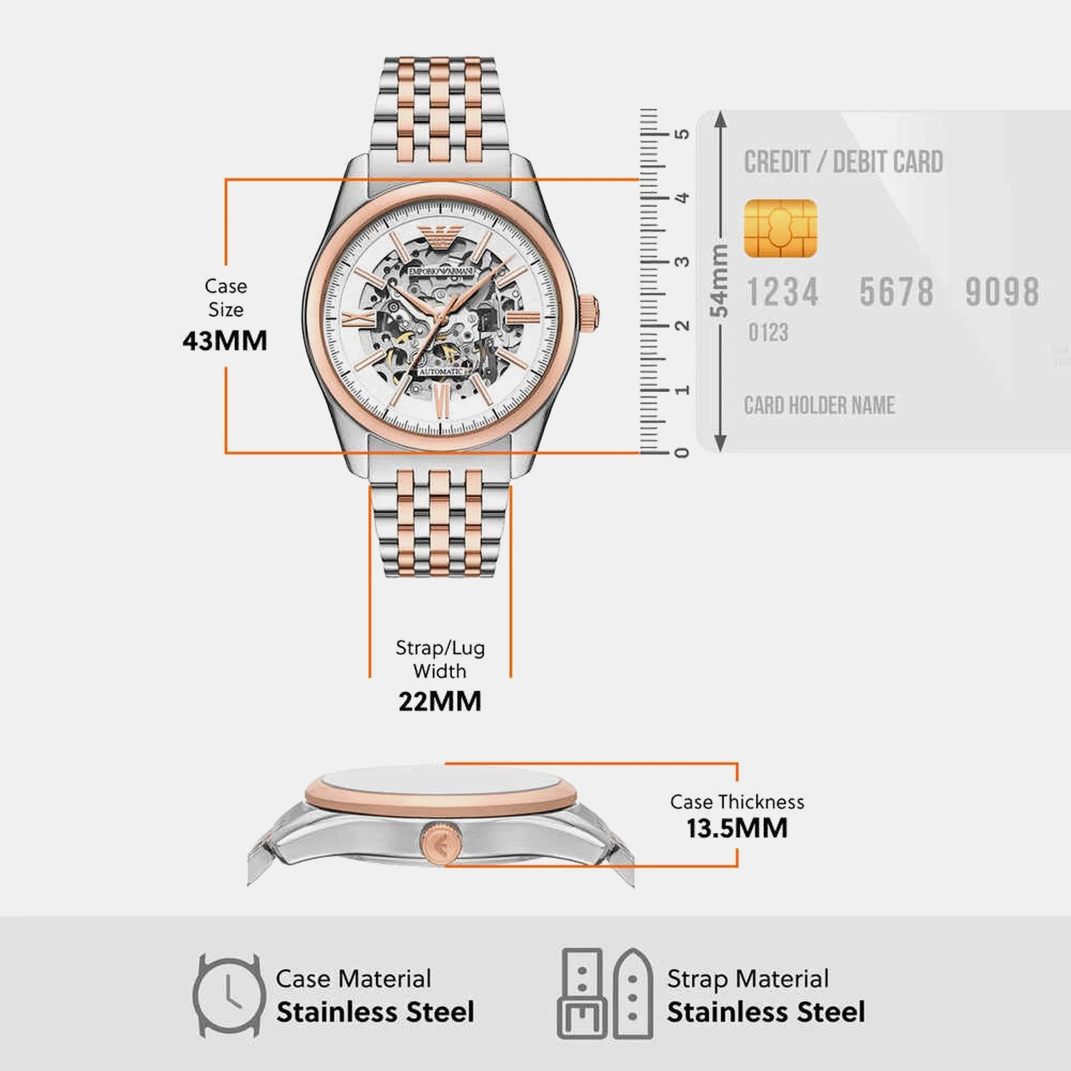 Men Automatic White Dial Analog Stainless Steel Watch AR60092