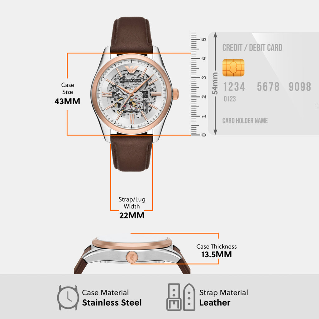 Men Automatic Silver Dial Analog Leather Watch AR60094