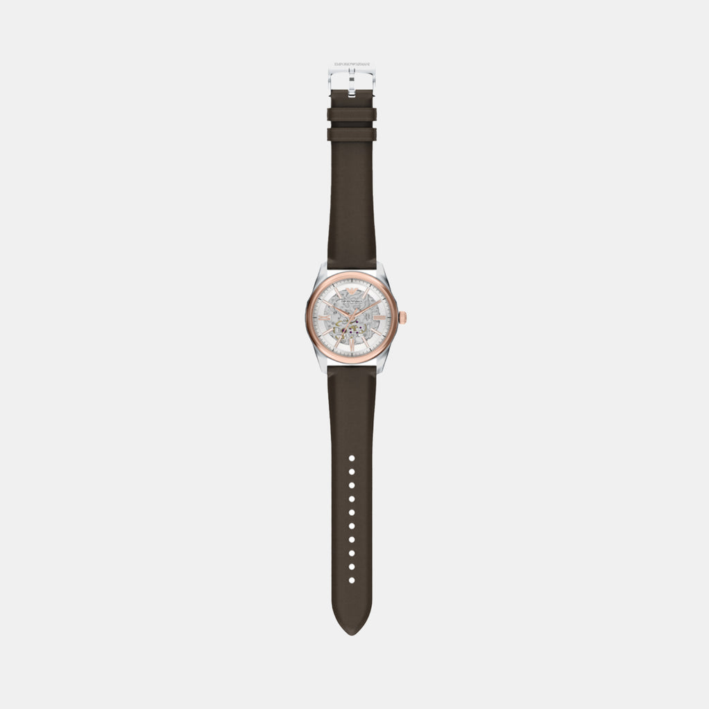 Men Automatic Silver Dial Analog Leather Watch AR60094