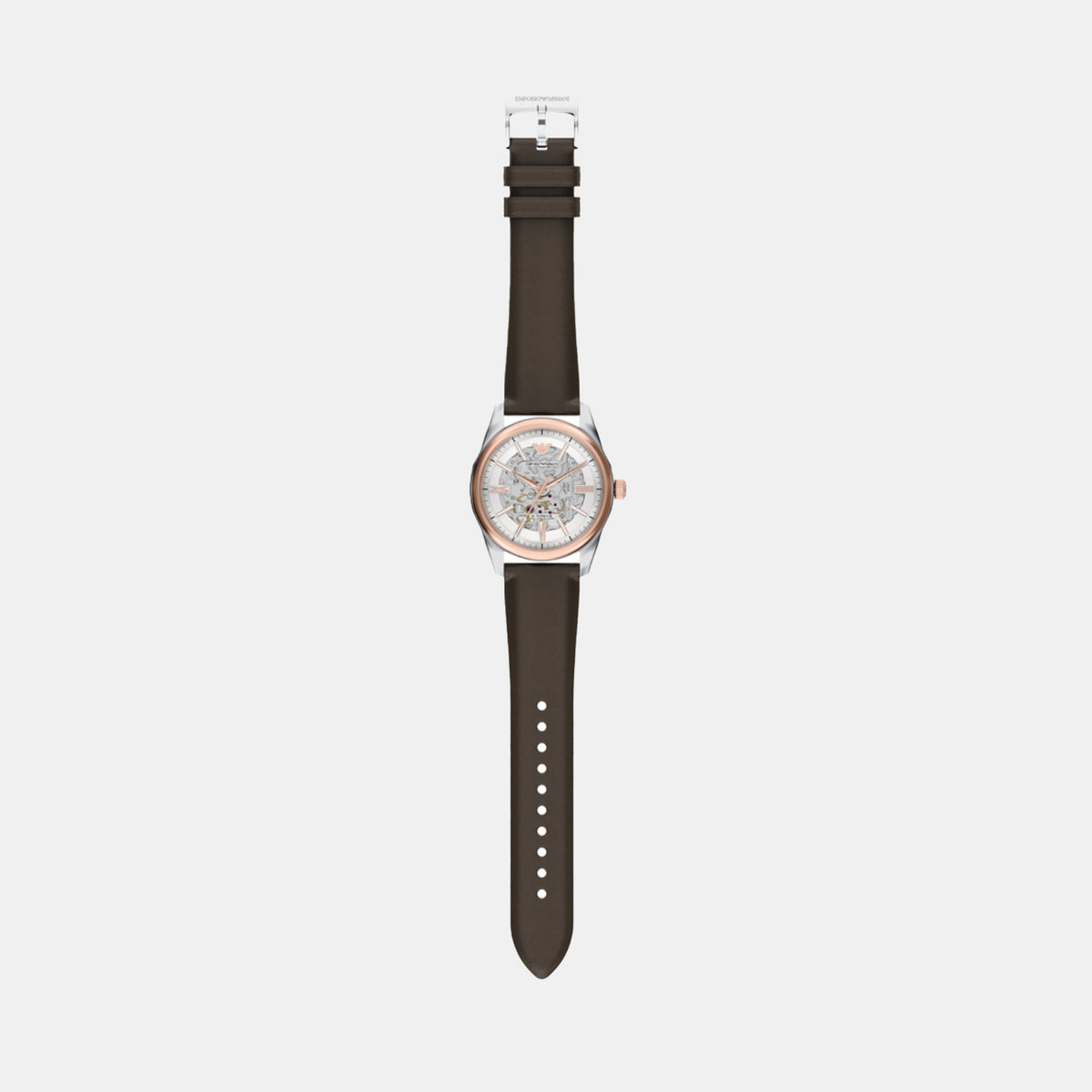 Men Automatic Silver Dial Analog Leather Watch AR60094