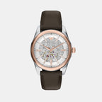 Men Automatic Silver Dial Analog Leather Watch AR60094