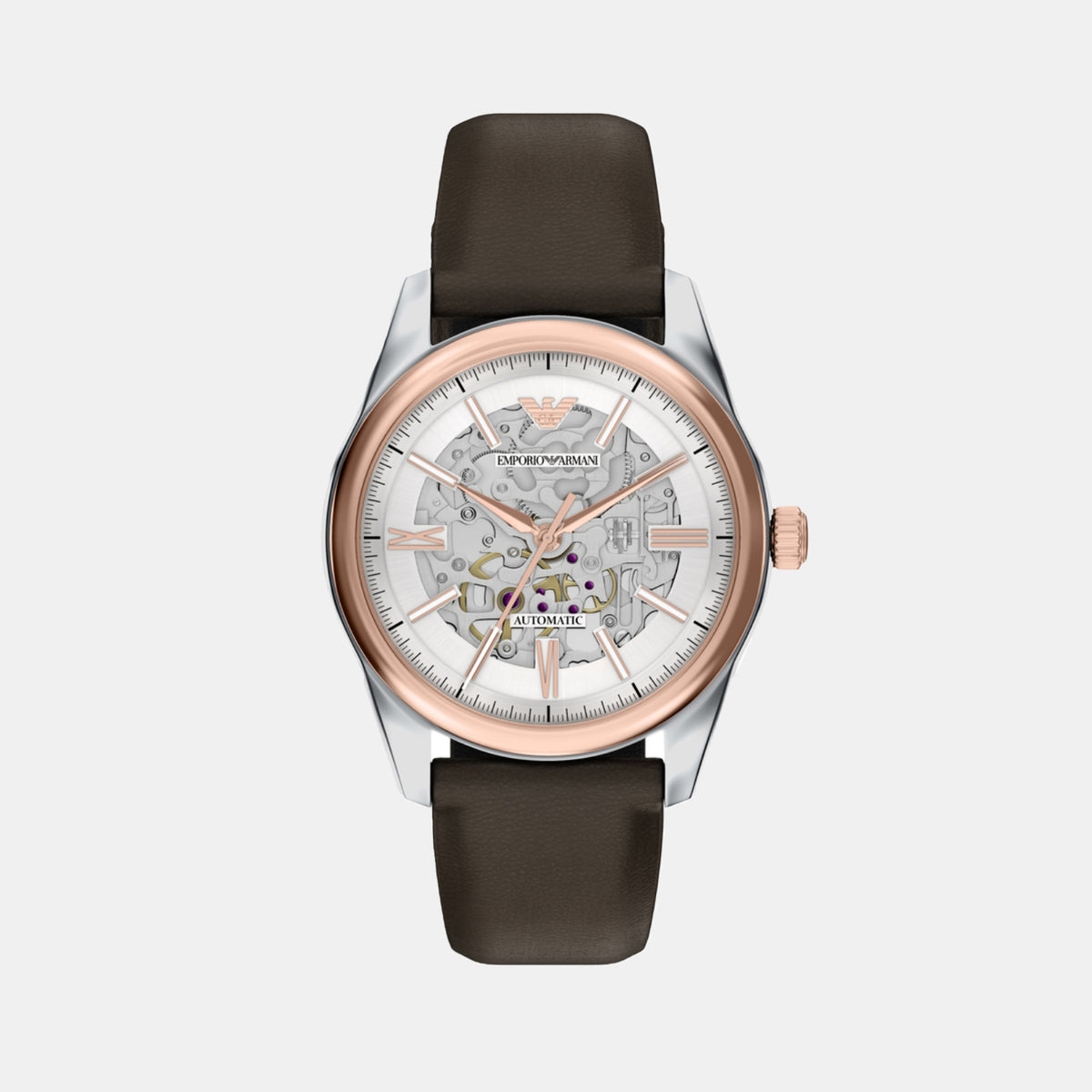 Men Automatic Silver Dial Analog Leather Watch AR60094