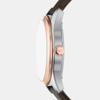 Men Automatic Silver Dial Analog Leather Watch AR60094