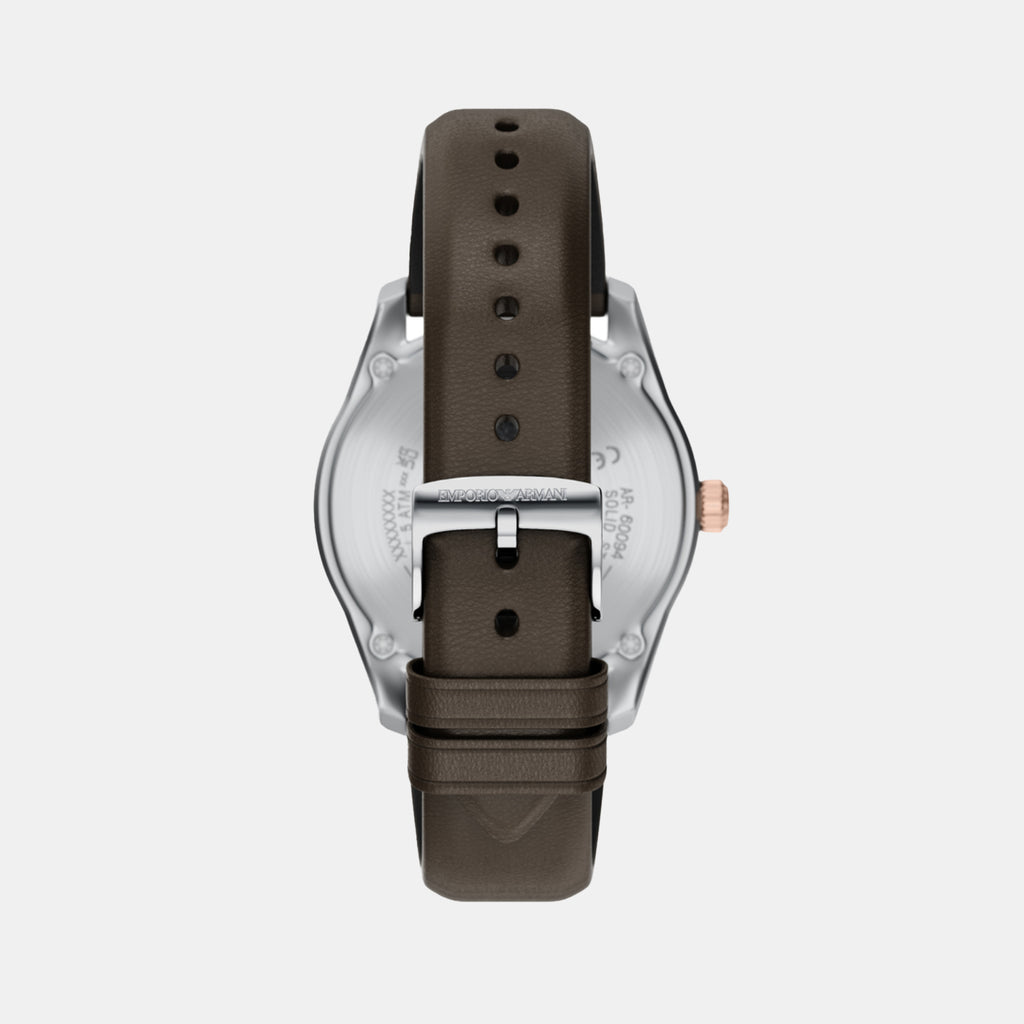 Men Automatic Silver Dial Analog Leather Watch AR60094