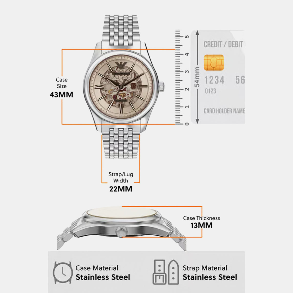Men Automatic Silver Dial Analog Stainless Steel Watch AR60095