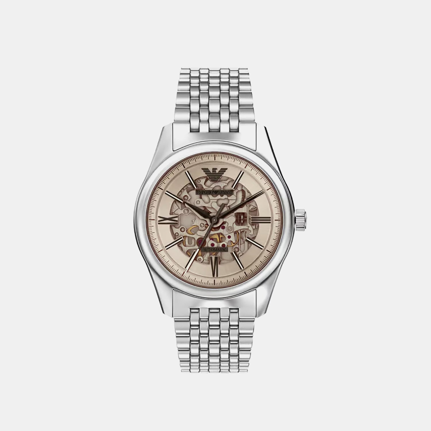 Men Automatic Beige Dial Analog Stainless Steel Watch AR60095