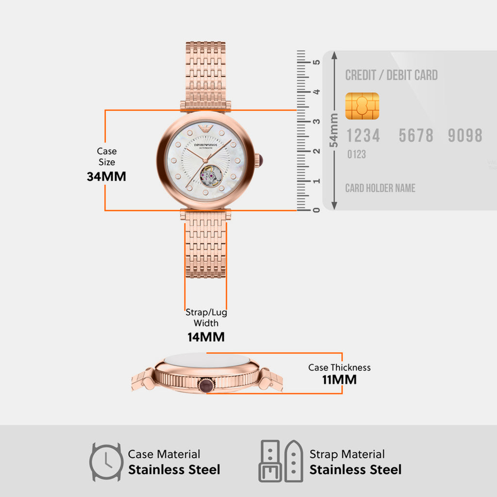 Women Automatic Mother Of Pearl Dial Analog Stainless Steel Watch AR60096