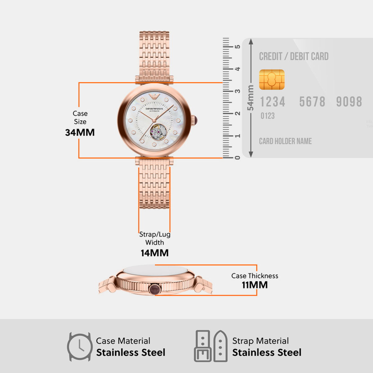 Women Automatic Mother Of Pearl Dial Analog Stainless Steel Watch AR60096