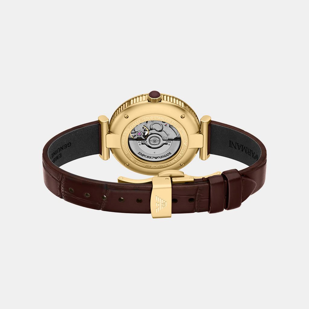 Women Automatic Mother Of Pearl Dial Analog Leather Watch AR60097