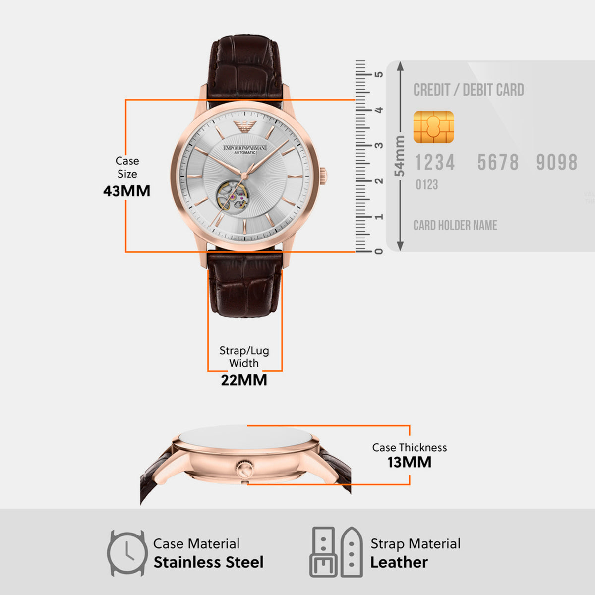 Men Automatic Silver Dial Analog Leather Watch AR60098