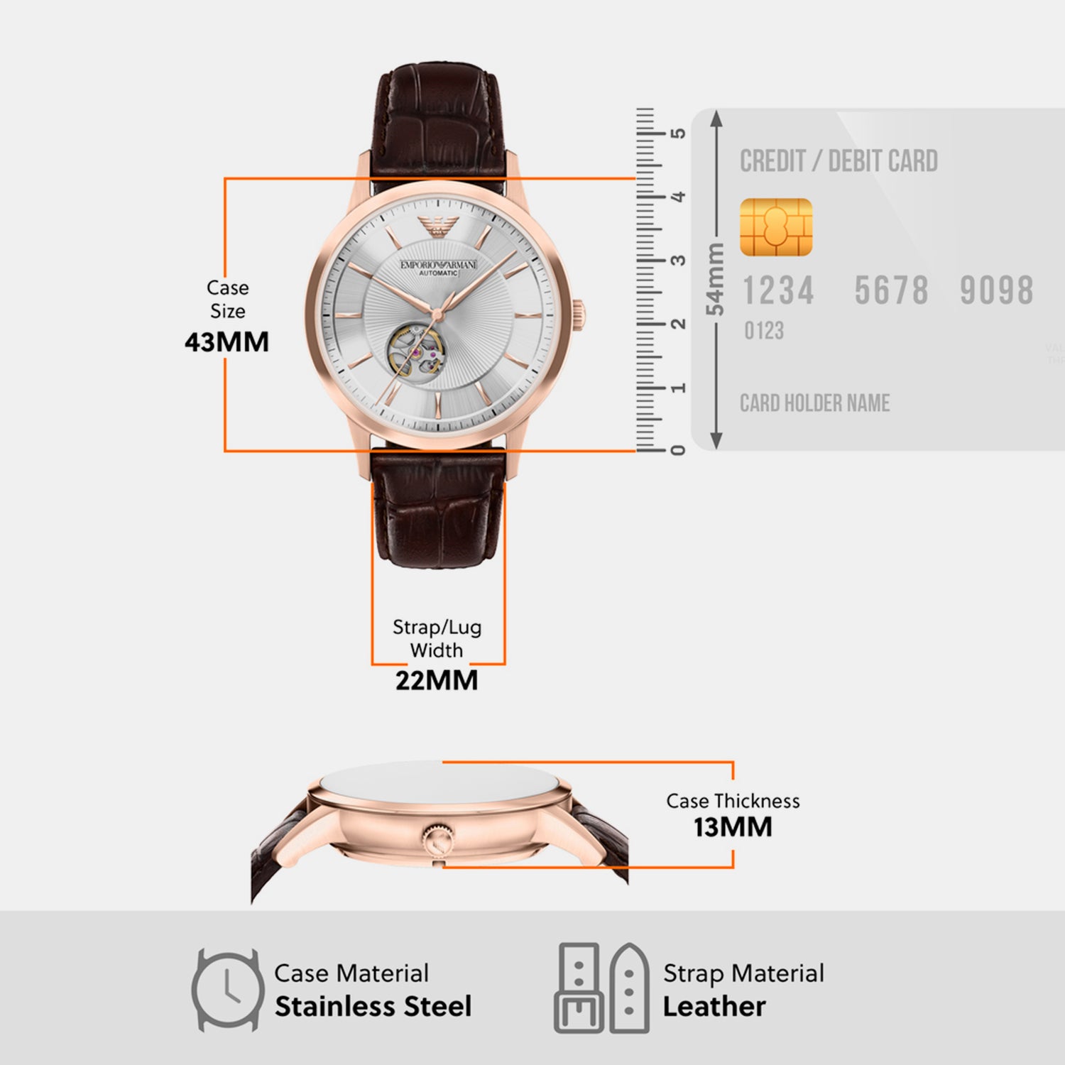 Men Automatic Silver Dial Analog Leather Watch AR60098