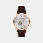 Men Automatic Silver Dial Analog Leather Watch AR60098