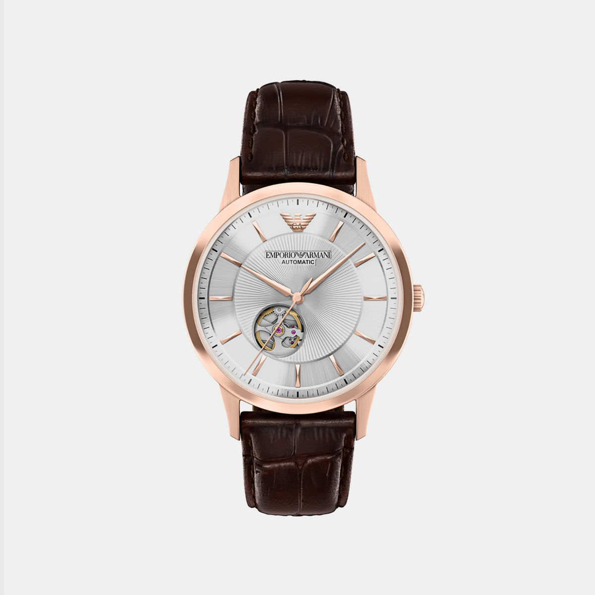 Men Automatic Silver Dial Analog Leather Watch AR60098