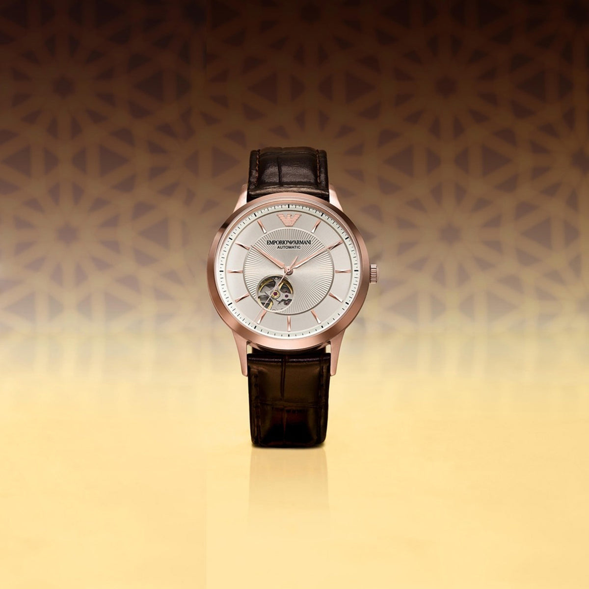 Men Automatic Silver Dial Analog Leather Watch AR60098