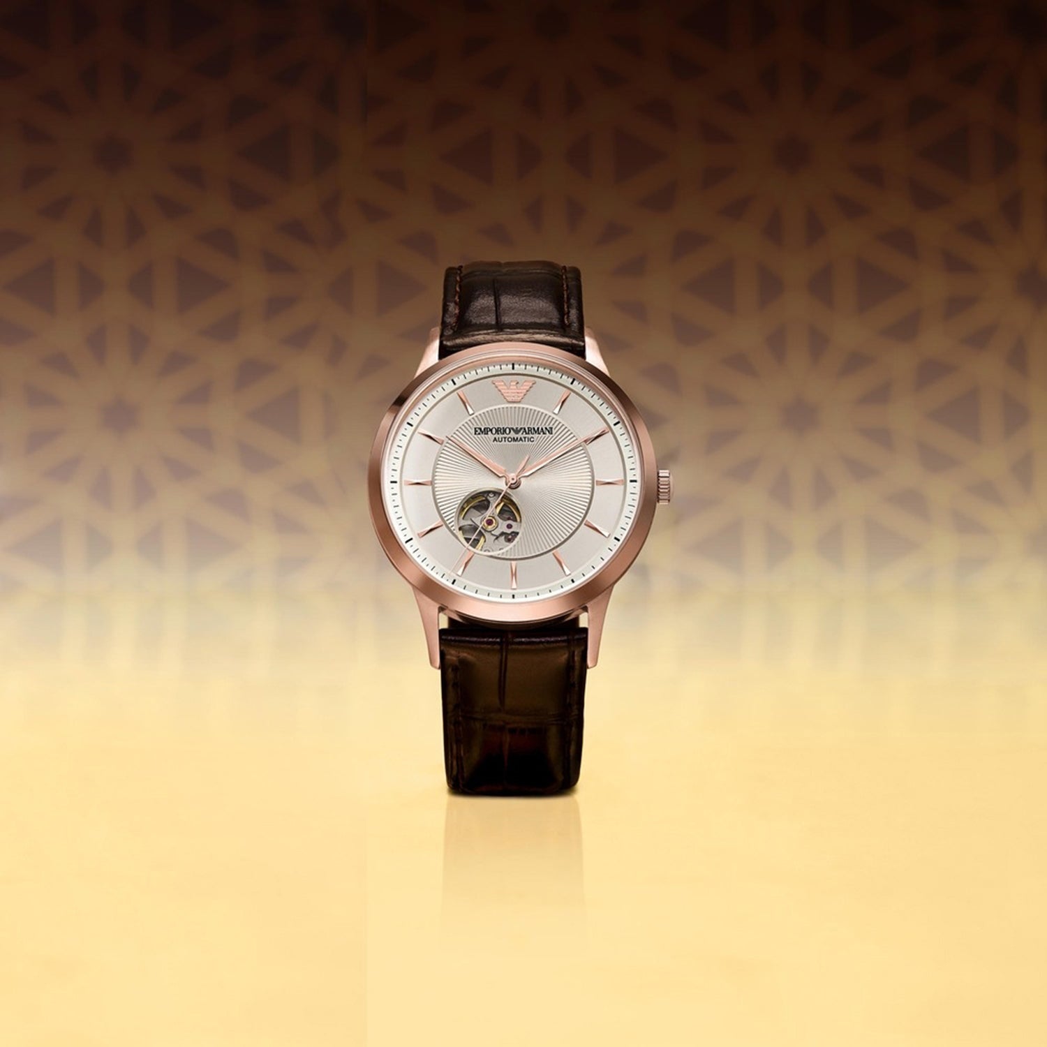 Men Automatic Silver Dial Analog Leather Watch AR60098