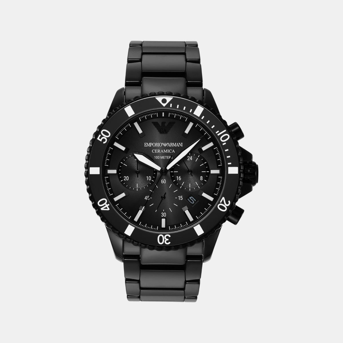 World Explorer Men Quartz Black Dial Chronograph Ceramic Watch AR70010