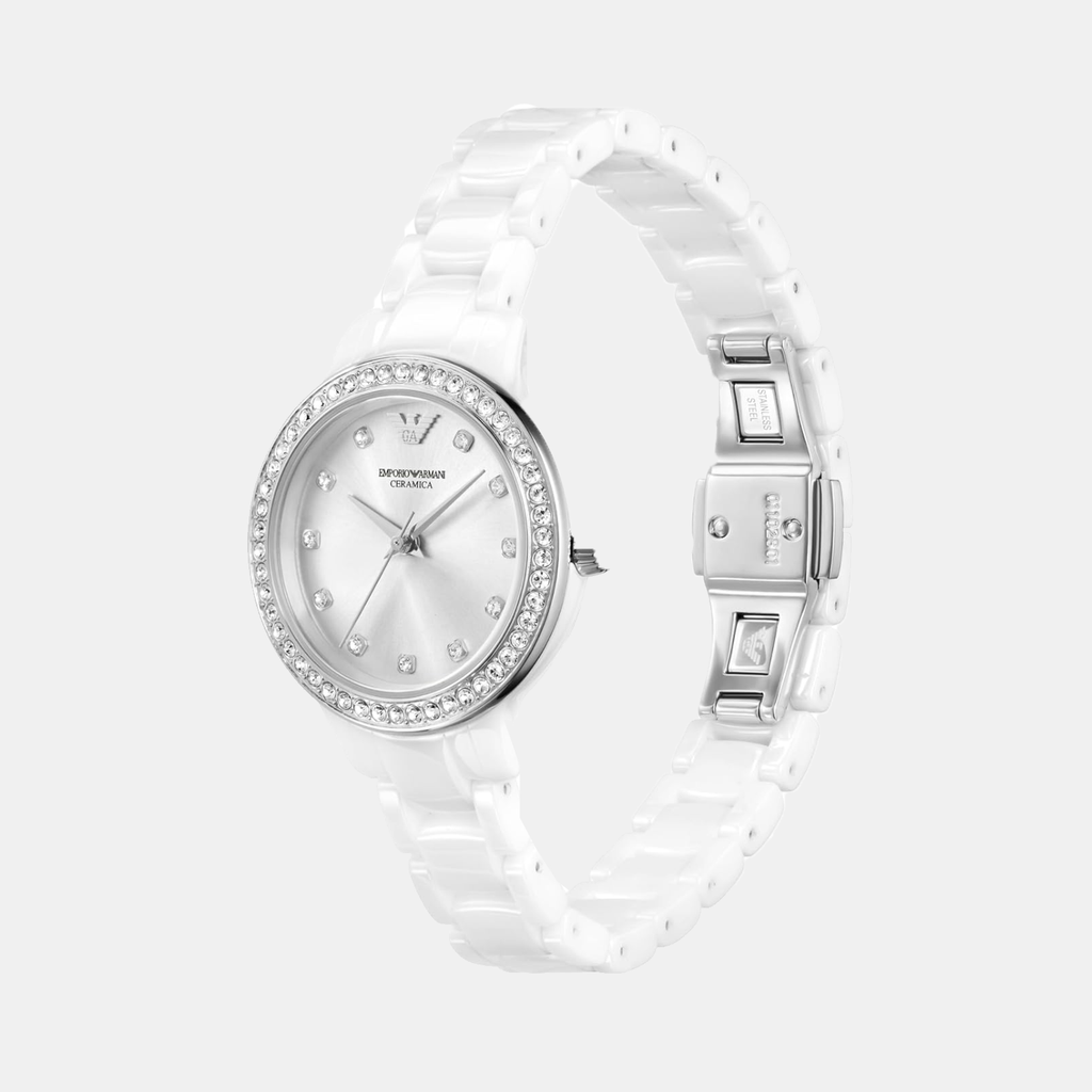 Cleo Women Quartz Silver Dial Analog Ceramic Watch AR70013