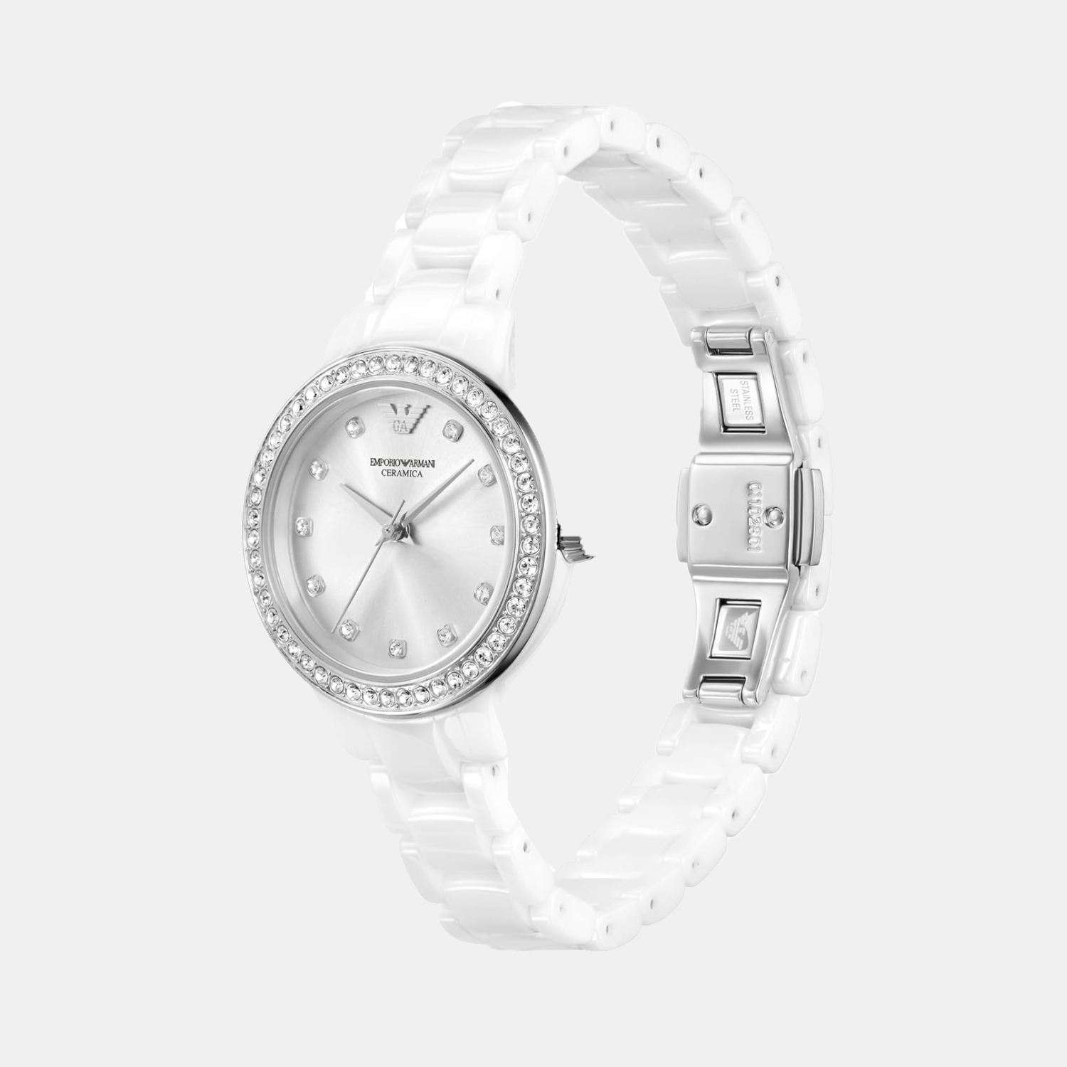 Cleo Women Quartz Silver Dial Analog Ceramic Watch AR70013
