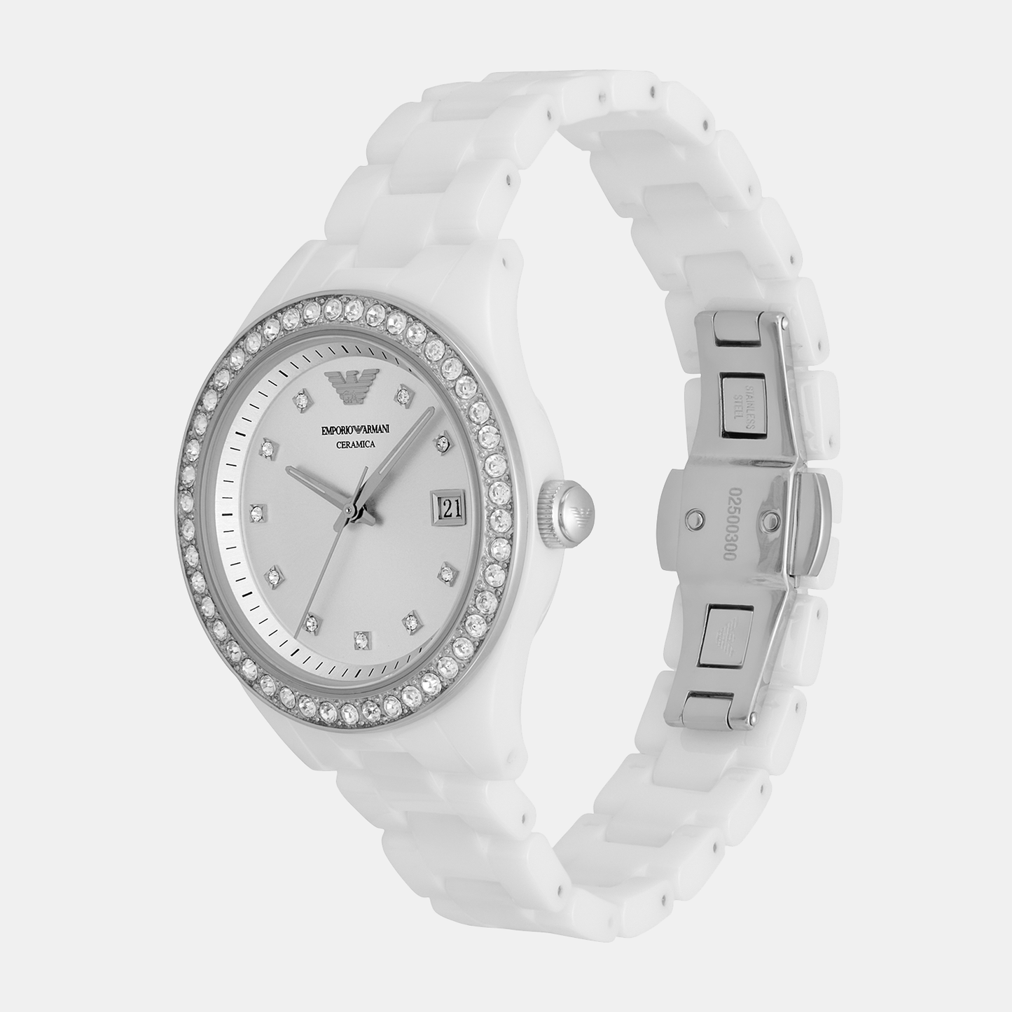 Women Quartz Silver Dial Analog Ceramic Watch AR70014