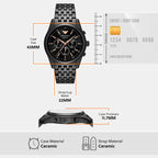 Men Quartz Black Dial Chronograph Ceramic Watch AR70015