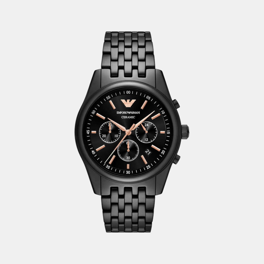 Men Quartz Black Dial Chronograph Ceramic Watch AR70015