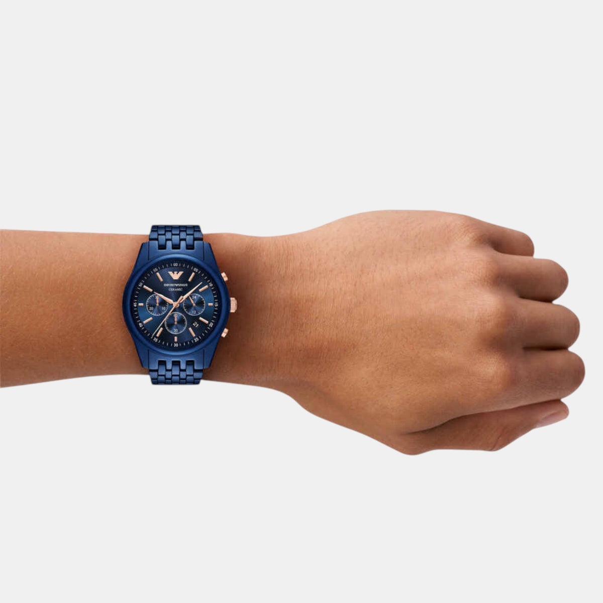 Men Quartz Blue Dial Analog Ceramic Watch AR70016