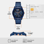 Men Quartz Blue Dial Chronograph Ceramic Watch AR70016