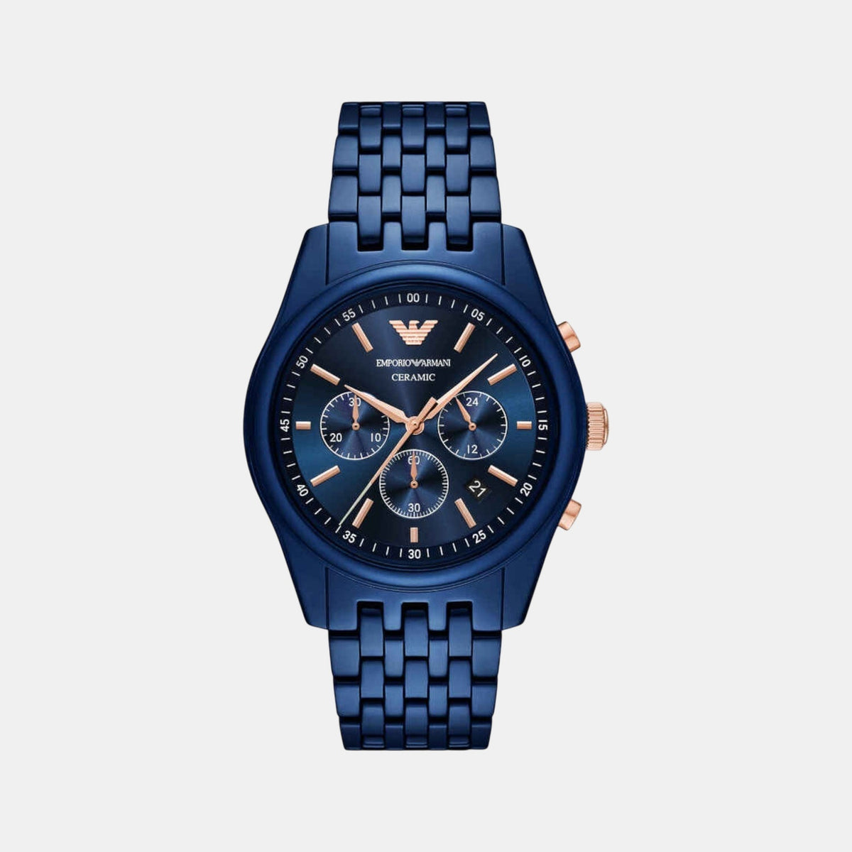 Men Quartz Blue Dial Analog Ceramic Watch AR70016
