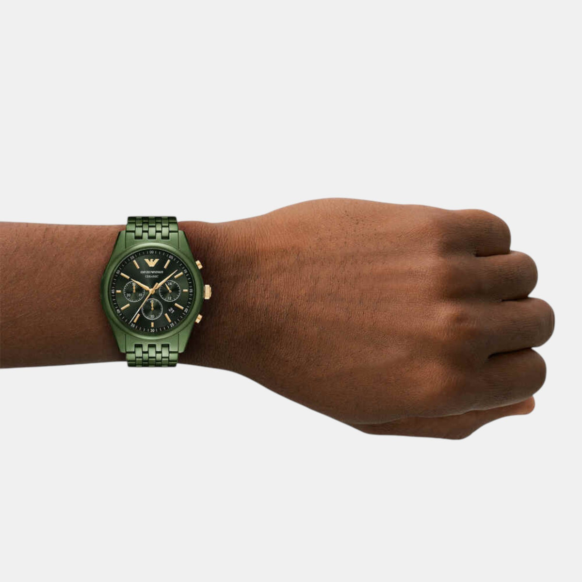 Men Quartz Green Dial Analog Ceramic Watch AR70017