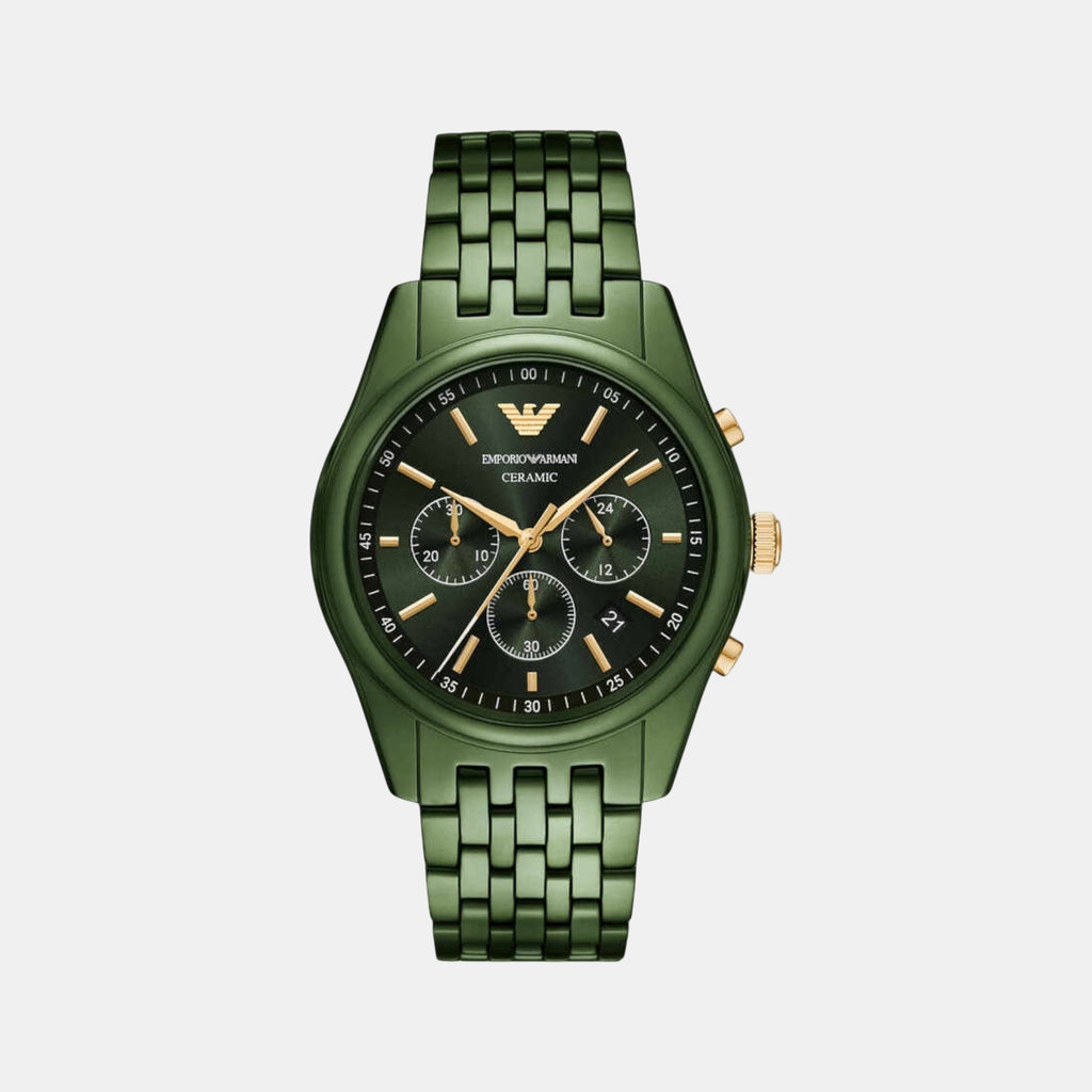 Men Quartz Green Dial Chronograph Ceramic Watch AR70017
